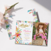 ハワイアンルアウ(ハワイ式宴会)パイナップルトロピカルガール誕生日 招待状