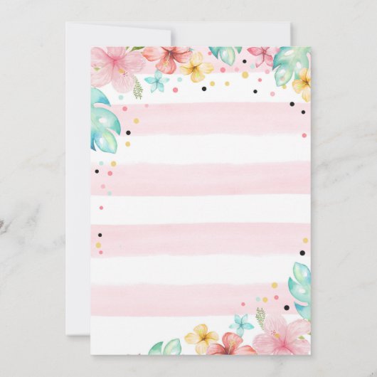 ハワイアンルアウ（ハワイ式宴会）パイナップルプールパーティーガール誕生日 招待状 (裏面)