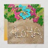 ハワイアンルアウ(ハワイ式宴会)パーティの招待状 招待状 (正面/裏面)