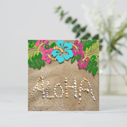 ハワイアンルアウ（ハワイ式宴会）パーティの招待状 招待状 (スタンド正面)