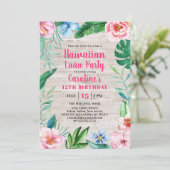ハワイアンルアウ（ハワイ式宴会）パーティー熱帯フローラウッド誕生日 招待状 (スタンド正面)