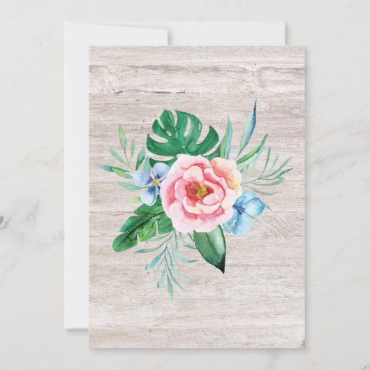 ハワイアンルアウ（ハワイ式宴会）パーティー熱帯フローラウッド誕生日 招待状 (裏面)