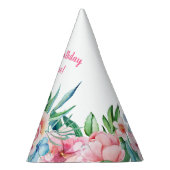 ハワイアンルアウ（ハワイ式宴会）パーティー熱帯フローラピンク誕生日 パーティーハット (右)