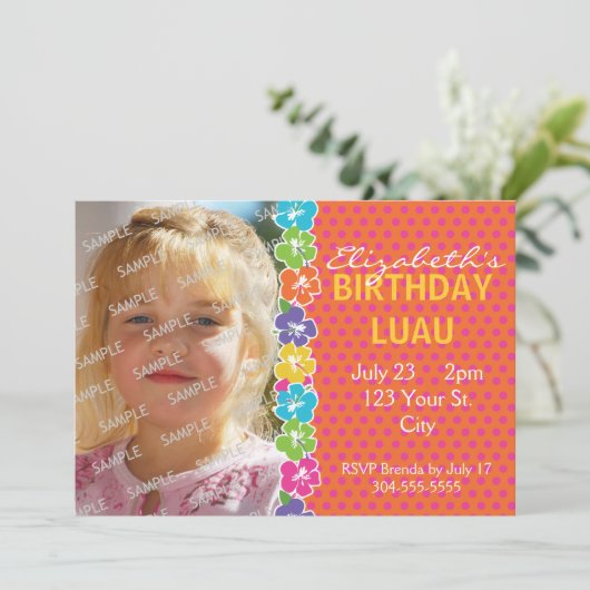 ハワイアンルアウ(ハワイ式宴会)パーティー 招待状 (スタンド正面)