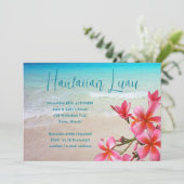 ハワイアンルアウ（ハワイ式宴会）ピンクプルメリアパーティの招待状 招待状 (スタンド正面)