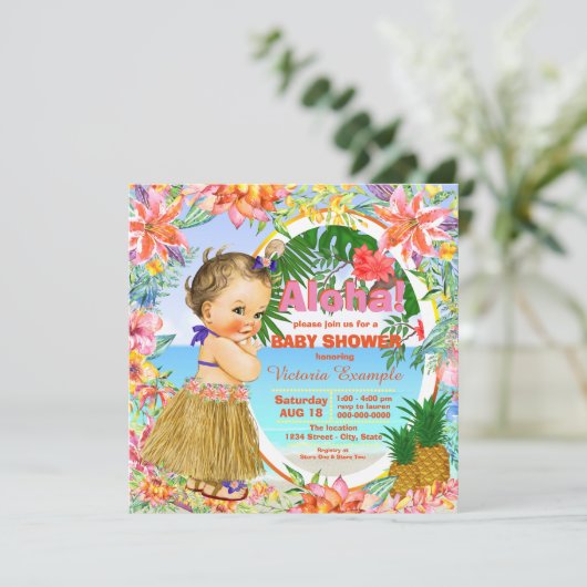 ハワイアンルアウ（ハワイ式宴会）ベビーシャワー 招待状 (スタンド正面)