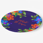 ハワイアンルアウ(ハワイ式宴会)ホリデーお祝い ペーパープレート (アングル)