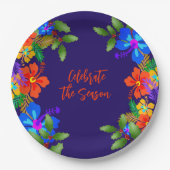 ハワイアンルアウ(ハワイ式宴会)ホリデーお祝い ペーパープレート (正面)