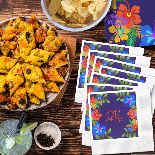 ハワイアンルアウ(ハワイ式宴会)ホリデーオフィスパーティー 縁ありカクテルナプキン