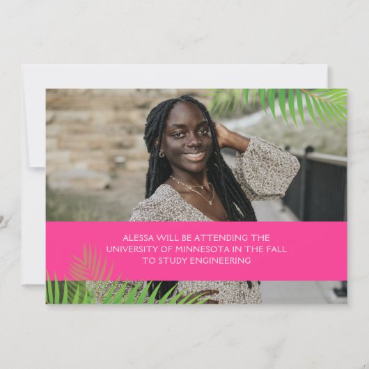 ハワイアンルアウ（ハワイ式宴会）卒業式3写真の発表 招待状 (裏面)