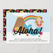 ハワイアンルアウ(ハワイ式宴会)子どもの誕生日パーティーへの招待 招待状 (正面/裏面)