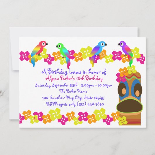 ハワイアンルアウ（ハワイ式宴会） 招待状 (正面)