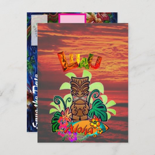 ハワイアンルアウ（ハワイ式宴会） 案内ポストカード (正面/裏面)