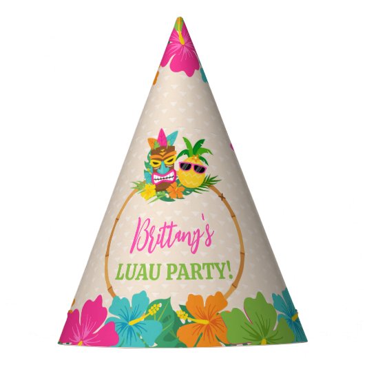 ハワイアンルアウ(ハワイ式宴会)熱帯誕生日 パーティーハット (正面)