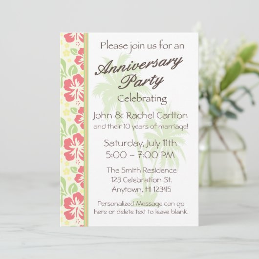 ハワイアンルアウ（ハワイ式宴会）結婚記念日パーティの招待状 招待状 (スタンド正面)