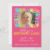 ハワイアンルアウ(ハワイ式宴会)誕生会 招待状 (正面)