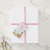 ハワイアンルアウ（ハワイ式宴会）誕生日トロピカルプールパーティーパステル ギフトタグ (より糸付き)