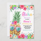 ハワイアンルアウ(ハワイ式宴会)誕生日パイナップルプールパーティー 招待状 (正面)