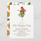 ハワイアンルアウ(ハワイ式宴会)誕生日パーティーの招待 招待状 (正面/裏面)