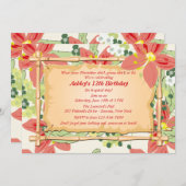 ハワイアンルアウ(ハワイ式宴会)誕生日パーティーの招待 招待状 (正面/裏面)