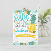 ハワイアンルアウ（ハワイ式宴会）誕生日パーティーパイナップルルアウ（ハワイ式宴会）プール 招待状 (スタンド正面)