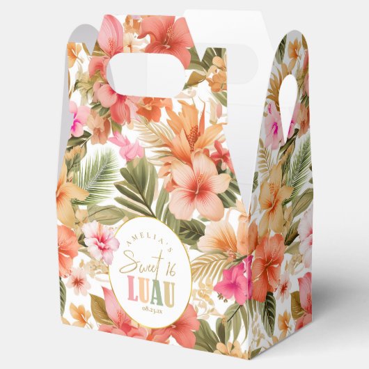 ハワイアンルアウ（ハワイ式宴会）Sweet sixteenフローラルパターンID1092 フェイバーボックス (オープン)