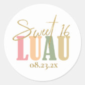 ハワイアンルアウ（ハワイ式宴会）Sweet sixteenID1092 ラウンドシール (正面)