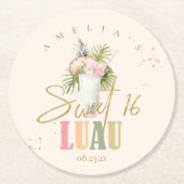 ハワイアンルアウ(ハワイ式宴会)Sweet sixteenID1092 ラウンドペーパーコースター (正面)