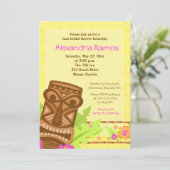 ハワイアンルアウ（ハワイ式宴会）Tiki 5x7ブライダルシャワー招待状 招待状 (スタンド正面)