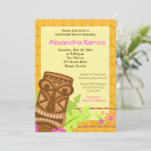 ハワイアンルアウ(ハワイ式宴会)Tiki 5x7ブライダルシャワー招待状 招待状 (スタンド正面)