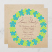 ハワイアンレイルアウ(ハワイ式宴会)パーティの招待状アクアアンドグリーン 招待状 (正面/裏面)
