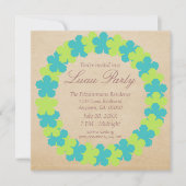 ハワイアンレイルアウ(ハワイ式宴会)パーティの招待状アクアアンドグリーン 招待状 (正面)
