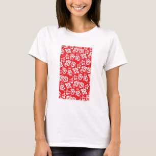ハワイアンレッドハイビスカスフローラプリント Tシャツ