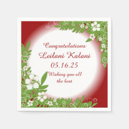 ハワイアンレッドハイビスカス卒業紙ナプキン スタンダードカクテルナプキン