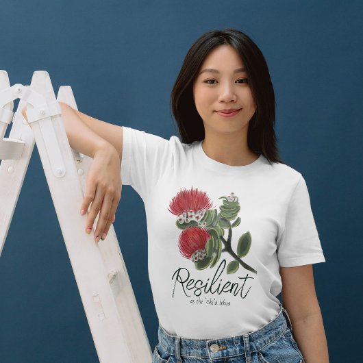 ハワイアンレッドレヒアの花 水彩の強さ Tシャツ