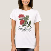 ハワイアンレッドレヒアの花 水彩の強さ Tシャツ (正面)