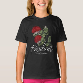 ハワイアンレッドレヒアフラワーの水彩レジリエンス Tシャツ