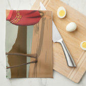 ハワイアンヴィンテージフラガールポストカード キッチンタオル (四つ折り)