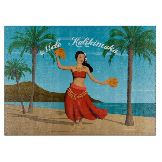 ハワイアンヴィンテージメレカリキマカはがき カッティングボード (正面)