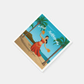 ハワイアンヴィンテージメレカリキマカポストカード スタンダードカクテルナプキン (角)