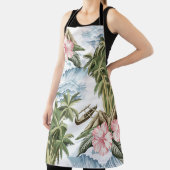 ハワイアンヴィンテージ島,ヤシの木,ボート,ピンク  エプロン (インサイチュ)