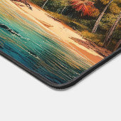 ハワイアンヴィンテージ島,ヤシの木,ボート,ピンク デスクマット (コーナー)