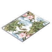 ハワイアンヴィンテージ島，ヤシの木，ボート，ピンク ノートブック (左側)