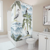 ハワイアンヴィンテージ、フローラ夏パターン。 シャワーカーテン (インサイチュ)