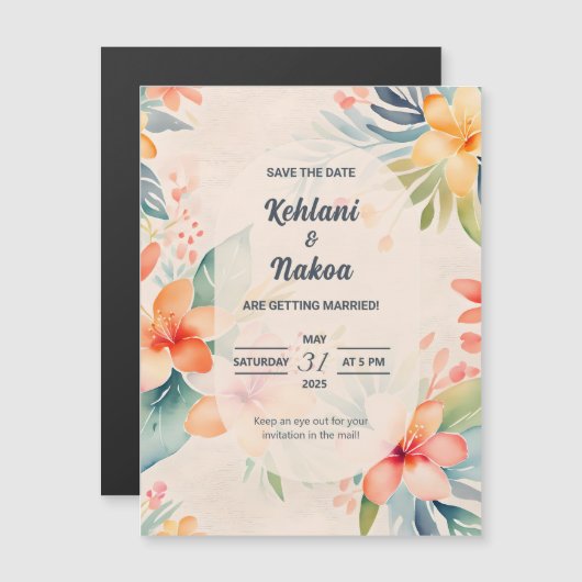 ハワイアン保存日付招待状磁気招待状 (正面/裏面)