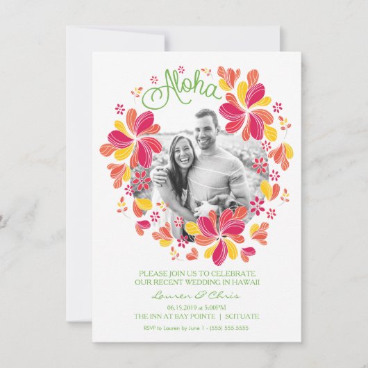 ハワイアン写真付きラウパーティー招待状 - ハワイ 招待状 (正面)