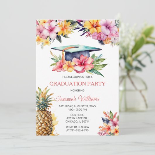 ハワイアン卒業パーティー誕生日 招待状 (スタンド正面)