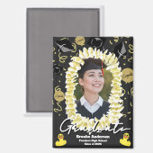 ハワイアン卒業式プルメリアレイコンフェッティフォト マグネット (正面/裏面)