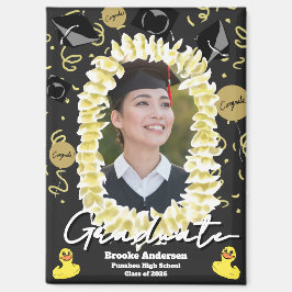 ハワイアン卒業式プルメリアレイコンフェッティフォト マグネット