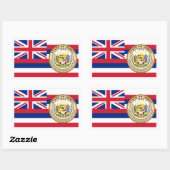 ハワイアン国旗とシール、ハワイ州旗 長方形シール (シート)